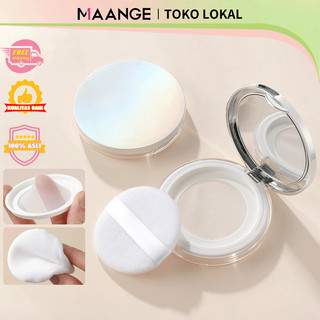 MAANGE Tempat Bedak Tabur Dengan Cermin Tempat Powder Free Puff Wadah Bedak Tabur Travel Portabel--Four colors