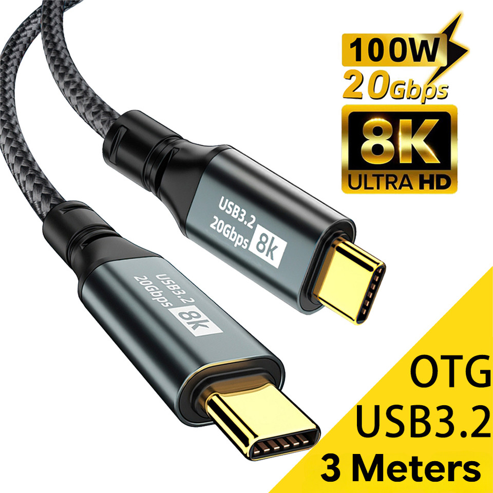 3M USB Type C ถึง Type C ThunderBolt 3 สาย PD100W USB 3.2 20Gbps 8K ขยายข้อมูลสายไฟชาร์จเร็วสําหรับ 