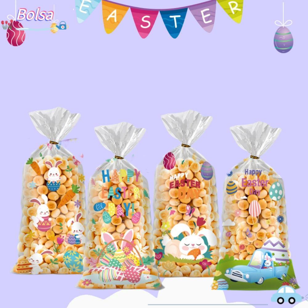 BOLSA Candy Bag, Party Supplies Snack Decorative Cookie Bags, Cute Bunny Ear Biscuit Package Easter