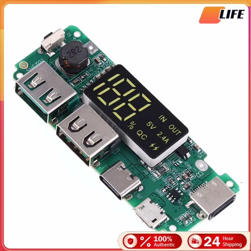 เก็บปลายทาง！บอร์ดวงจรชาร์จเร็ว Type-C USB 18650 ถ่านชาร์จ 18650 5V 2.4A 2A 1A Micro แบตสำรองมือถือ