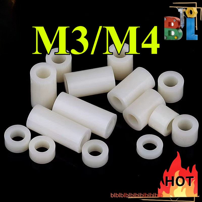 คอลัมน์แยก ABS สีขาว, คอลัมน์แยกฉนวน, คอลัมน์แผ่นพลาสติก 3mm4mm ผ่านคอลัมน์ปลอกไนลอน [BL-BF]