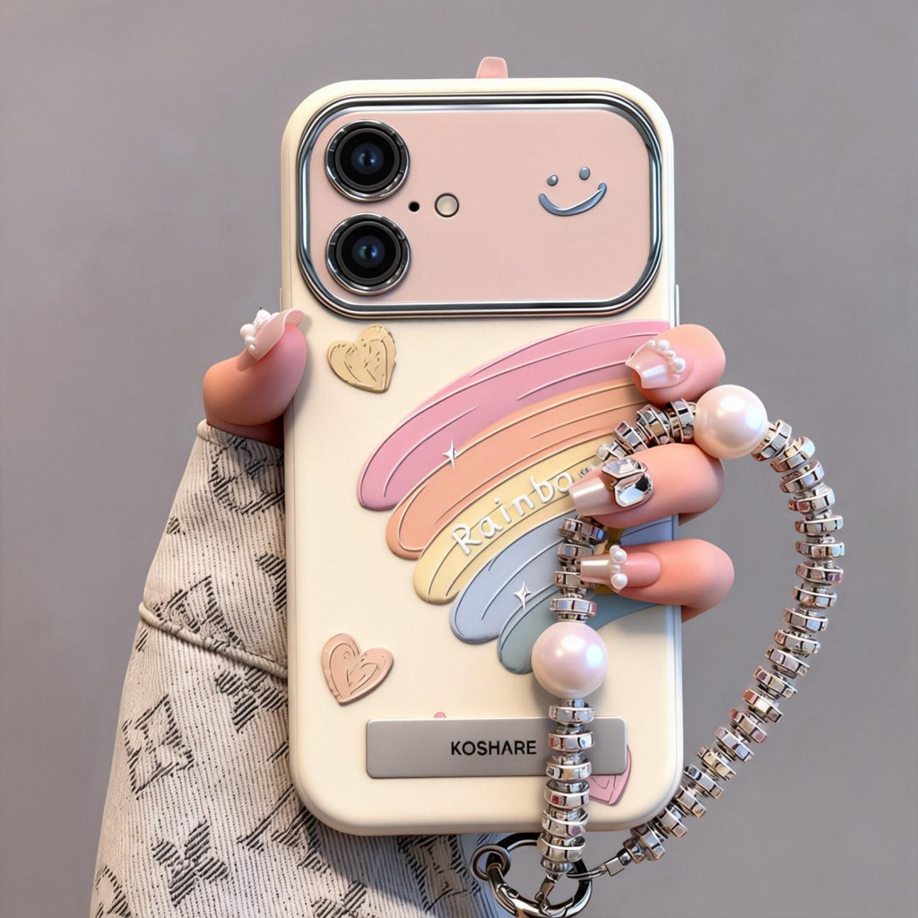 💖Novel💖-เคสโทรศัพท์ลายรุ้ง พร้อมสายคล้องและที่วาง เคส iPhone 17PROMAX เคสไอโฟน 13PRO 16PRO 15 14PLUS 12 11-CHX6DSC41