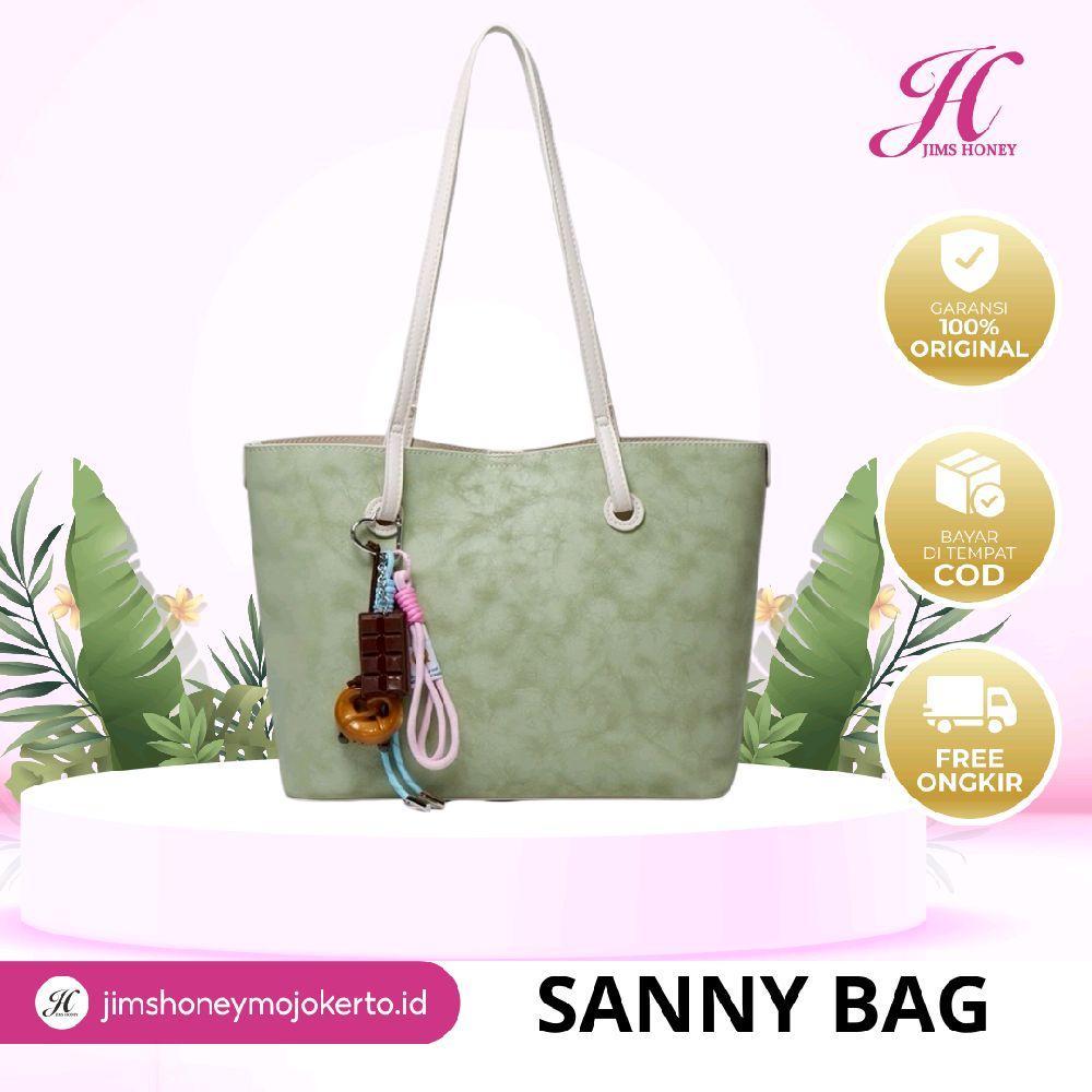 JIMS HONEY SANNY BAG TOTE BAG สําหรับผู้หญิงกระเป๋าสะพายขนาดใหญ่สําหรับผู้หญิงฟรีกระเป๋า CHARM