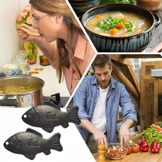 Lucky Fish Iron Iron ปลาเครื่องมือทําอาหารที่มีประสิทธิภาพ 2 ชิ้นอุปกรณ์ครัวแบบใช้ซ้ําได้ shin1th