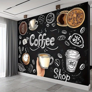 แบนเนอร์ปาร์ตี้ธีมกาแฟพร้อมศิลปะลาเต้และการออกแบบช็อคโกแลต-เหมาะสําหรับวันเกิดเหตุการณ์คาเฟ่และตกแต่งบ้านโพลีเอสเตอร์ไฟเบอร์ตกแต่งผนังพรรคแสดงแบนเนอร์อ