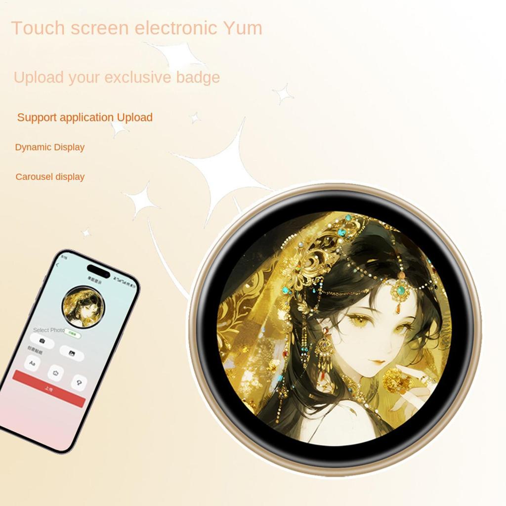 Digital Pin ปุ่มอิเล็กทรอนิกส์ 1.85 นิ้ว HD Touchscreen Pixel Badge Pin Digital สําหรับแฟนๆคอสเพลย์ 