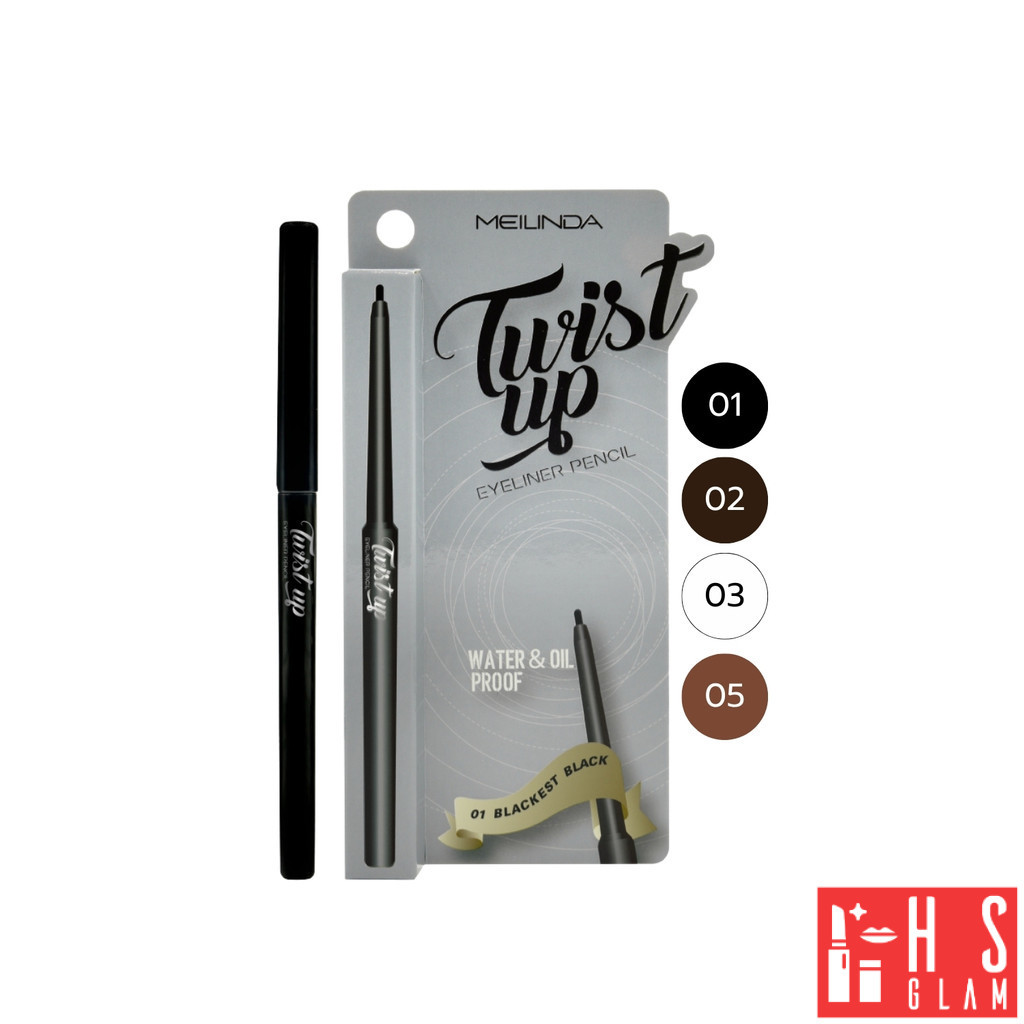 MEILINDA Twistup Eyeliner Pencil เมลินดา อายไลเนอร์ ดินสอหมุน เขียนง่าย เส้นคม สีชัด พกง่าย 1 แท่ง
