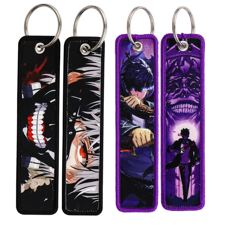 อะนิเมะ Ghost เย็บปักถักร้อย Key Fobs มังงะแท็กกุญแจพวงกุญแจสําหรับรถจักรยานยนต์รถยนต์ Keyring คอสเพลย์อุปกรณ์เสริมแฟนของขวัญ