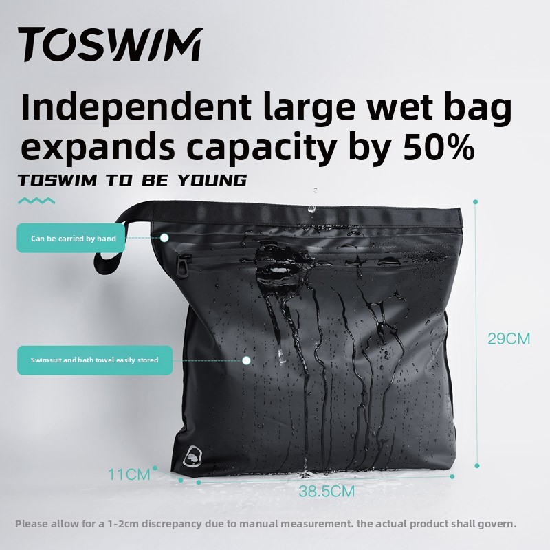 กระเป๋าว่ายน้ำ TOSWIM สีขาบ พิมพ์ลายดอกไม้ขนาดใหญ่ ความจุ 26L แยกช่องแห้งเปียก Breathable แฟชั่นสำหรับวันหยุดและเดินทาง — صورة 2