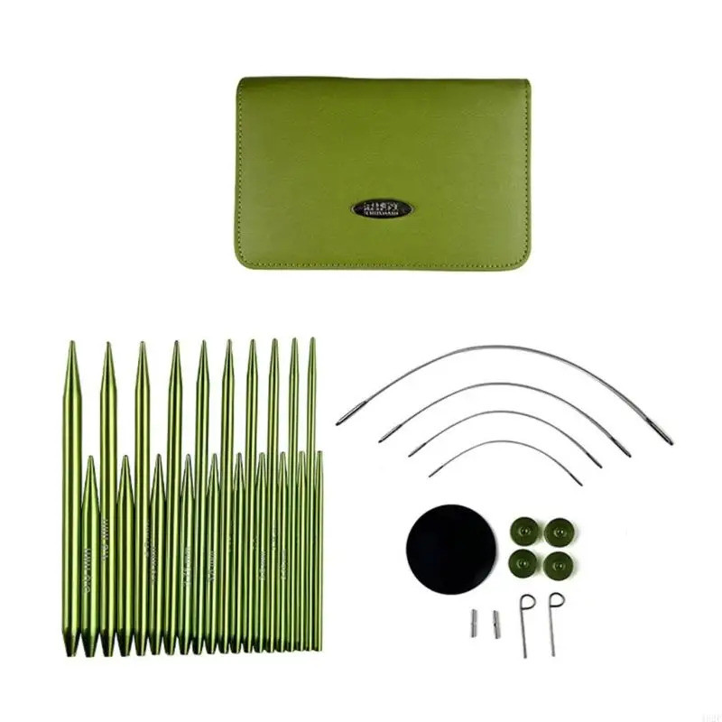462F 10Pairs Interchangeable Circular Knitting Needle Set 2.2mm-5.0mm Aluminum Knitting Needle Set f