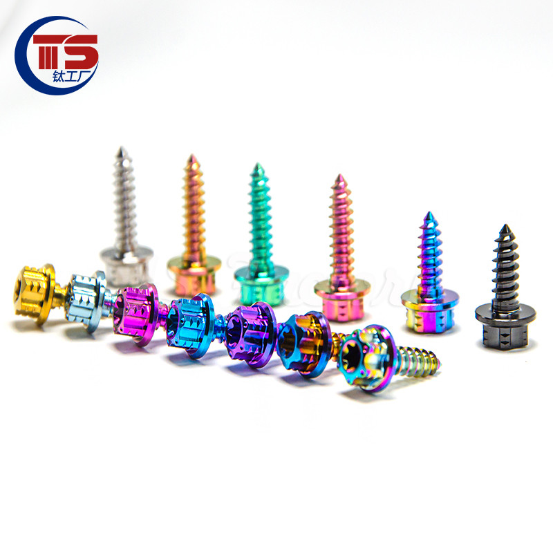 TS สกรูโลหะผสมไททาเนียมแตะตัวเองเหล็กตาย M4/M5X15/20/25/30/35 มม.รถจักรยานยนต์ดัดแปลงแตะตัวเองแตะ GR5
