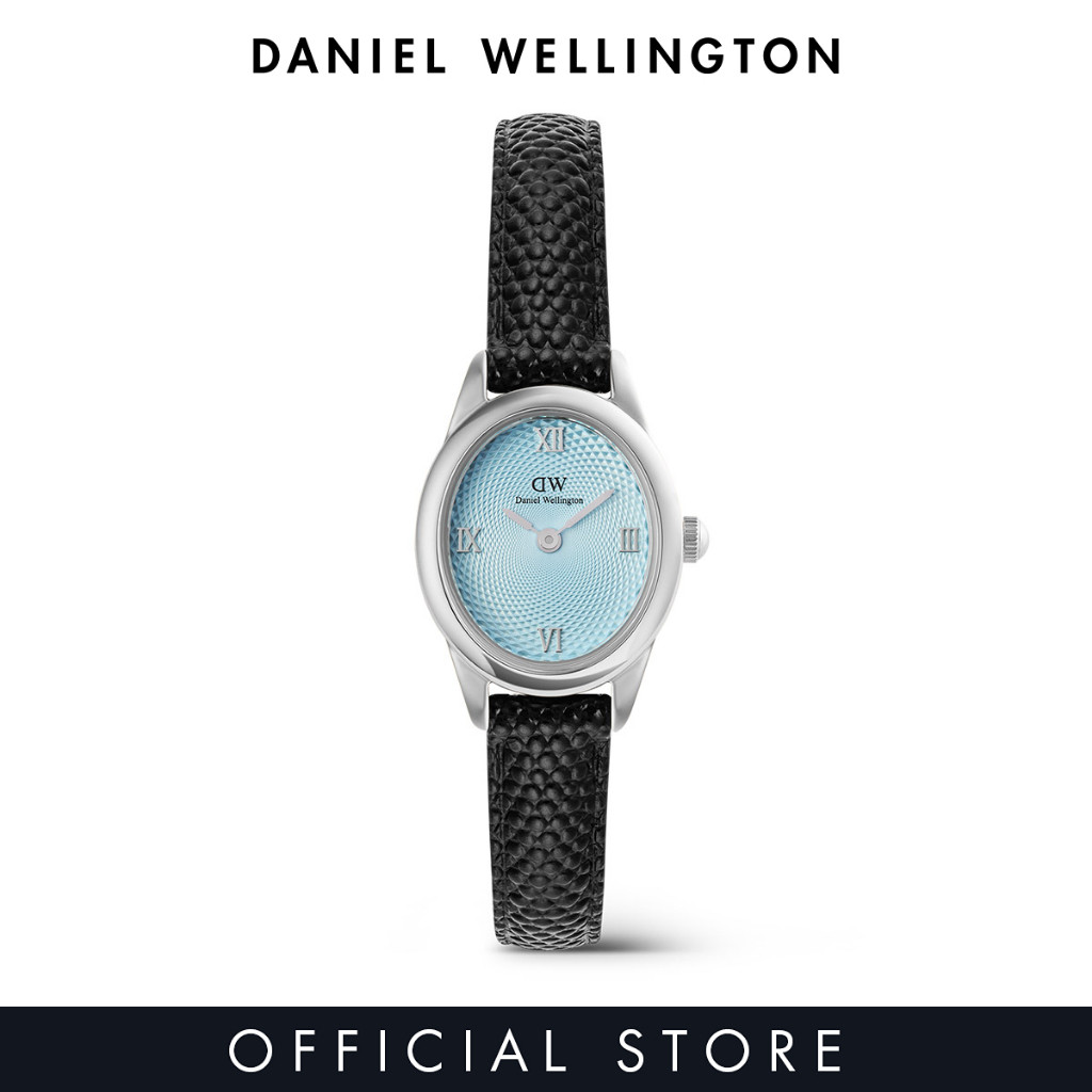 (New) Daniel Wellington Ophelia Mini Black Lizard Ice Blue Guilloché Silver นาฬิกา ผู้หญิง