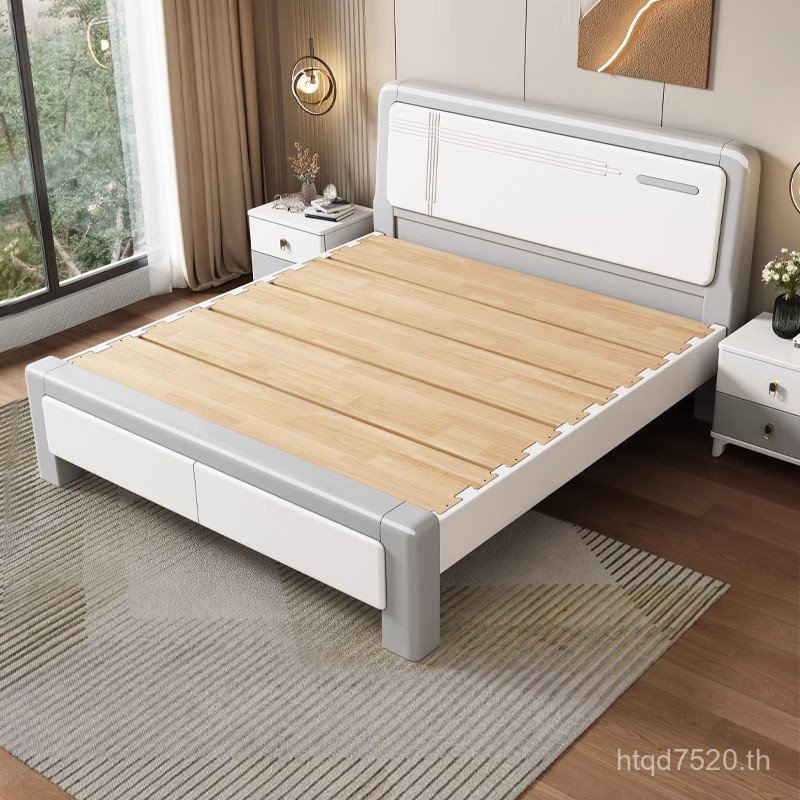 Real Master Simple m & Double Bed Color Wooden Bed Bed Storage Modern J7KJ