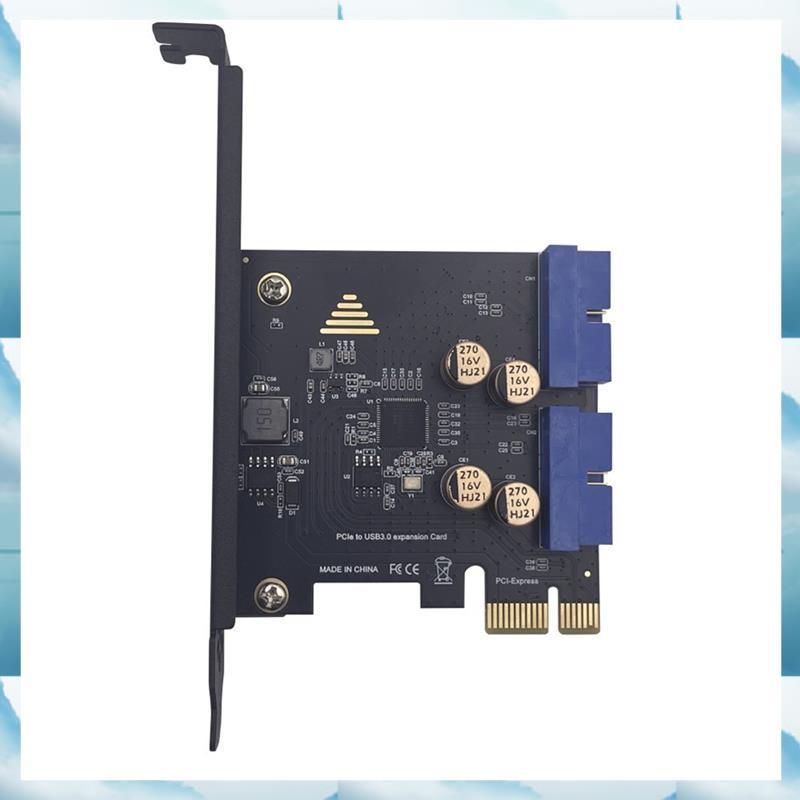 [WSB] PCI-E ถึง USB3.0 Dual 19PIN Connector การ์ดขยาย PCIe 2.0 X1 19P สําหรับแผงด้านหน้าอะแดปเตอร์กา