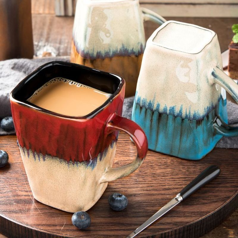ถ้วย Nordic Couple Tea Thinking Creative Retro พร้อมฝาปิดในครัวเรือน Taobao Mark Marketing Coffee Ce