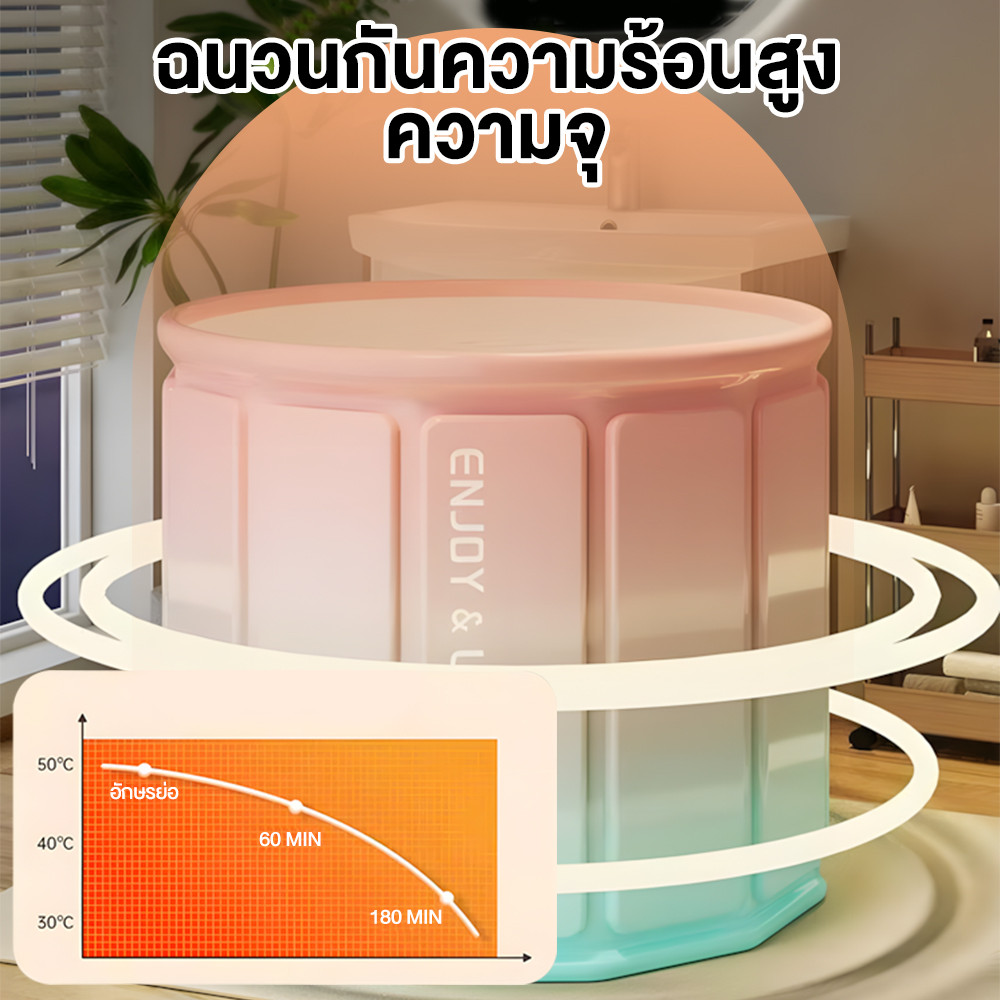 อ่างอาบน้ำพับได้ สามารถใช้ได้ 220kg สำหรับผู้ใหญ่/เด็ก สปาในบ้าน ซาวน่า แข็งแรงทนทานประหยัดพื้นที่ Foldable Bathtub ราคา ถูกที่สุด ดีลบีเคเค แกลเลอรีภาพที่ 5