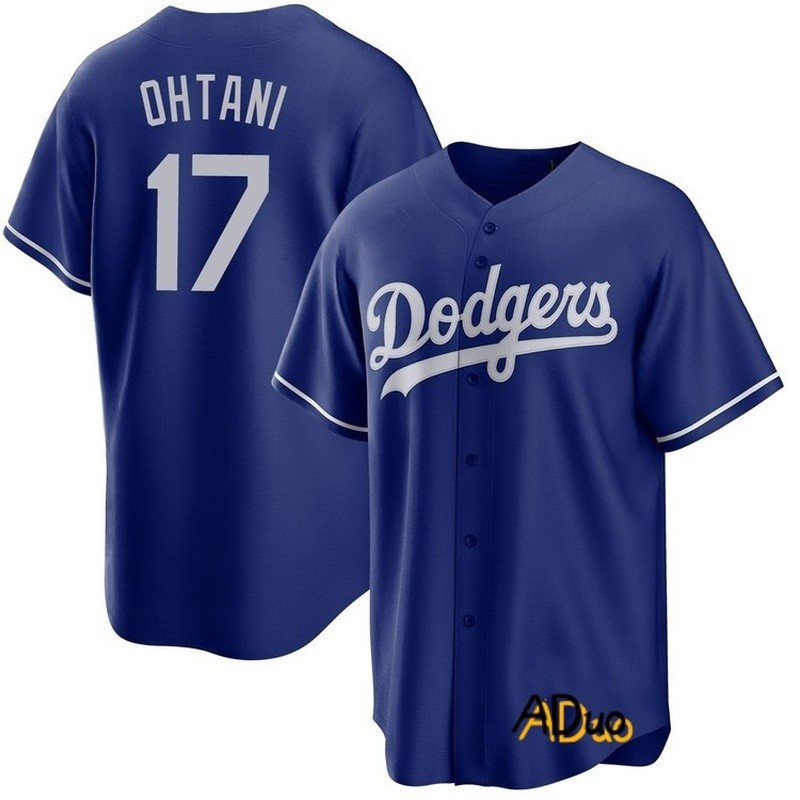เสื้อยืดผู้ชาย Los Angeles Dodgers 17 Shohei Ohtani Blue Baseball Jersey