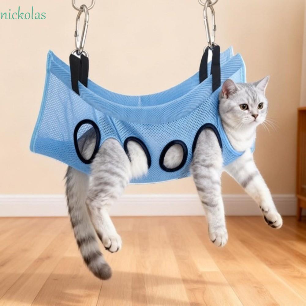 NICKOLAS Pet Grooming Hammock, กรอบรองรับแบบปรับได้ Puppy Nail Clipping Holder, แบบพกพาที่ถอดออกได้ท