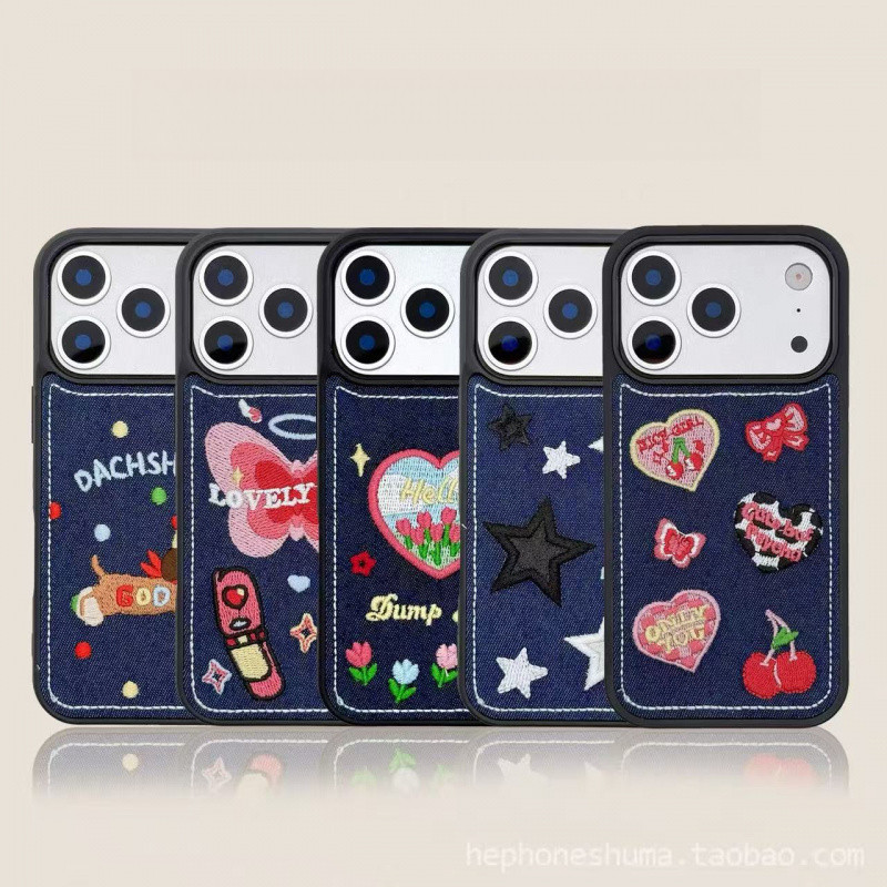 คาวบอยปักเคสโทรศัพท์สําหรับiPhone 17 16 15 14 13 12 11 Pro Max Plus Airส่วนบุคคลเย็บปักถักร้อยเคสแข็งฝาครอบป้องกันสําหรับiPhone17 กรณีปลอก