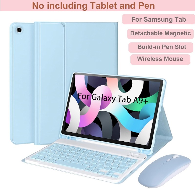 เคสคีย์บอร์ดสําหรับ Samsung Galaxy Tab A9 + / Tab A9 พร้อมคีย์บอร์ด + เมาส์บลูทูธสําหรับ S6 Lite พร้