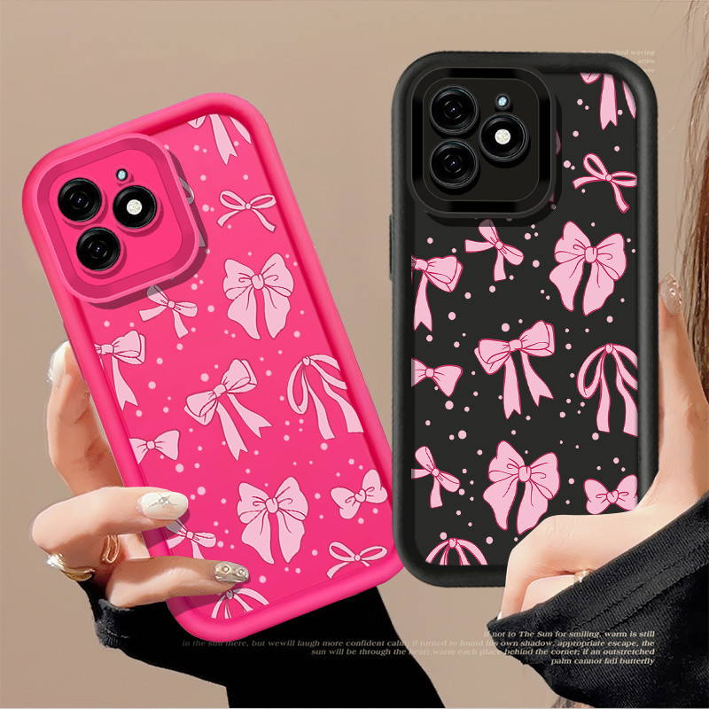 สีชมพู Bow Tie เคสโทรศัพท์สําหรับ Infinix Smart 9 HD Tecno POP 9 Spark Go 1 Spark Go 2025 กันกระแทก 
