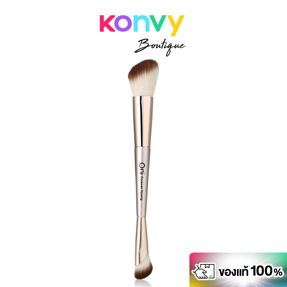 Oni Dual-Ended Nose Shadow & Contour Brush #Champagne แปรงเฉดดิ้งและคอนทัวร์ 2 หัวโอนิ สีแชมเปญ ขนนุ่มแน่น.
