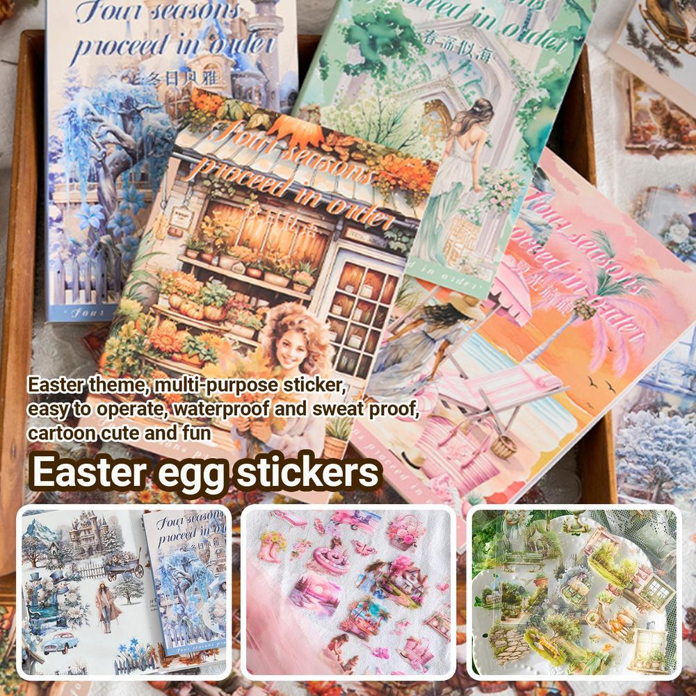 1 ชุดตกแต่งอีสเตอร์สติกเกอร์ตกแต่งไข่อีสเตอร์ T8V3