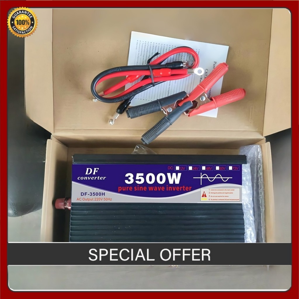 uiiwell อินเวอร์เตอร์ 3500 วัตต์ เพียวซายเวฟแท้ แปลงไฟ 12V 24V เป็น 220V เครื่องแปลงไฟบ้าน วัตต์เต็ม