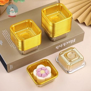 ถาดเค้กดวงจันทร์ 100 ชิ้นถาดสันดาสถาดเบาเกอรี่ทองถาดอาหารกล่องบรรจุขนม 6.5 / 7.5 ซม