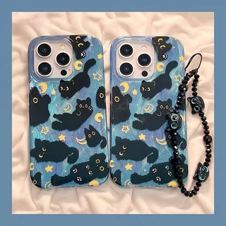 สร้อยข้อมือแมวดำตลกน่ารักนุ่ม เคสไอโฟน11 17 15 16 13 12 14 Pro Max 8Plus 7Plus XR 16 7 8 Plus 16 11 Pro X XS MAX 2020