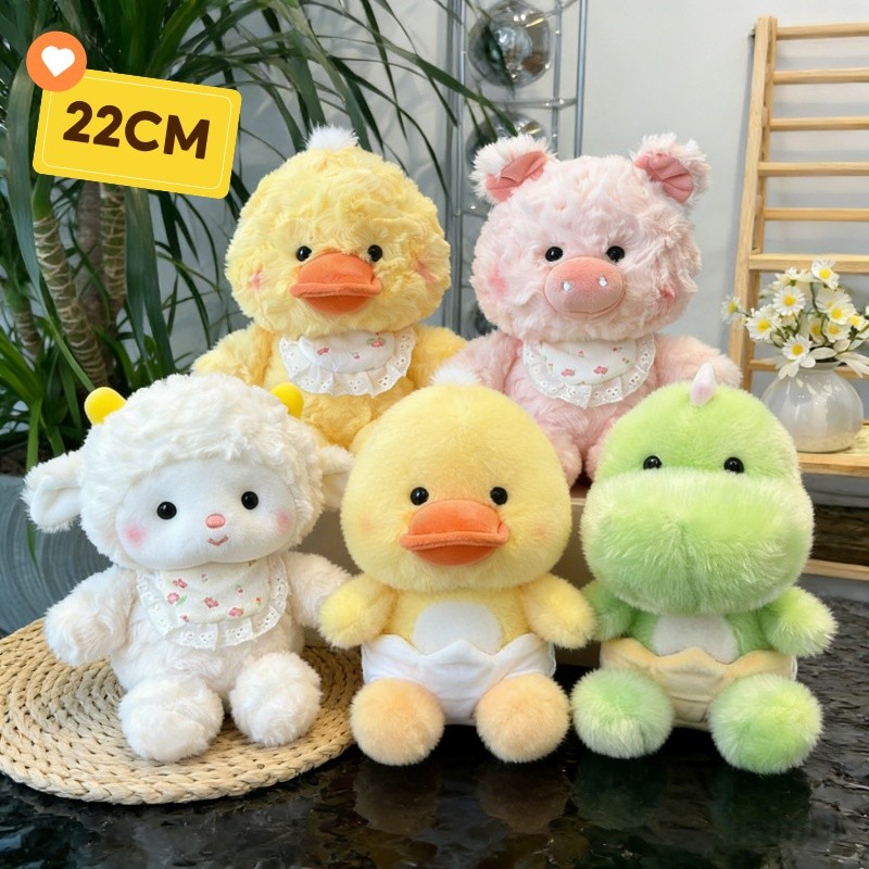 COD ตุ๊กตาขนฟู 22CM เป็ดสีเหลือง ตุ๊กตาไดโนเสาร์ นุ่มนิ่มสุดๆ หลากหลายสไตล์ให้เลือก ของขวัญวันเกิด
