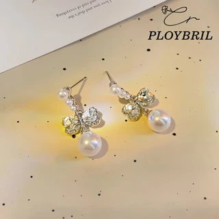 COD-🎀ต่างหูสตั๊ด Bow Pearl ละเอียดอ่อนหวาน สไตล์หรูหราแสง สำหรับผู้หญิง เครื่องประดับแฟชั่น ไม่ทําให้แพ้ง่าPLOYBRIL E050