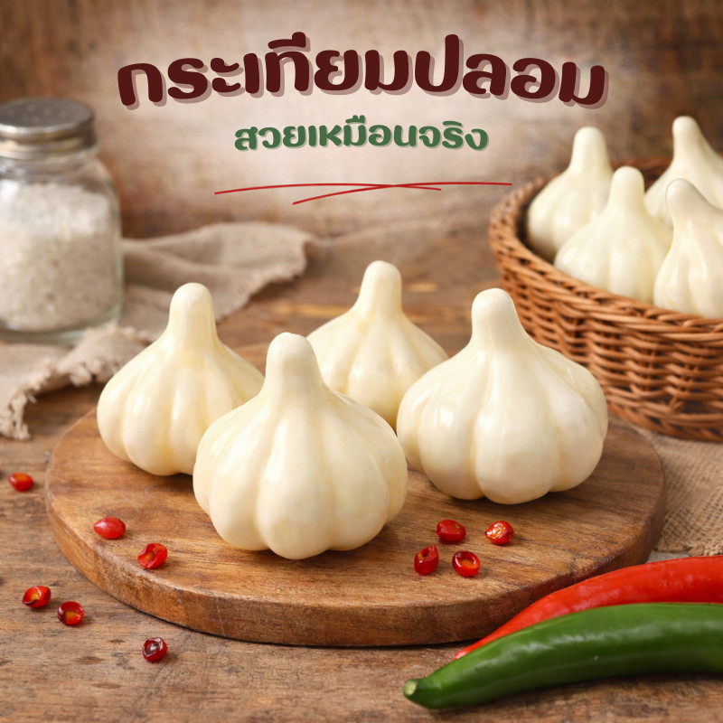กระเทียมปลอม  หัวกระเทียม เหมาะสำหรับตกแต่งบ้าน ร้านค้า ตกแต่งตู้อาหาร ของเล่น หรือใช้เป็นพร๊อพถ่ายรูป ก็ได้ค่ะ