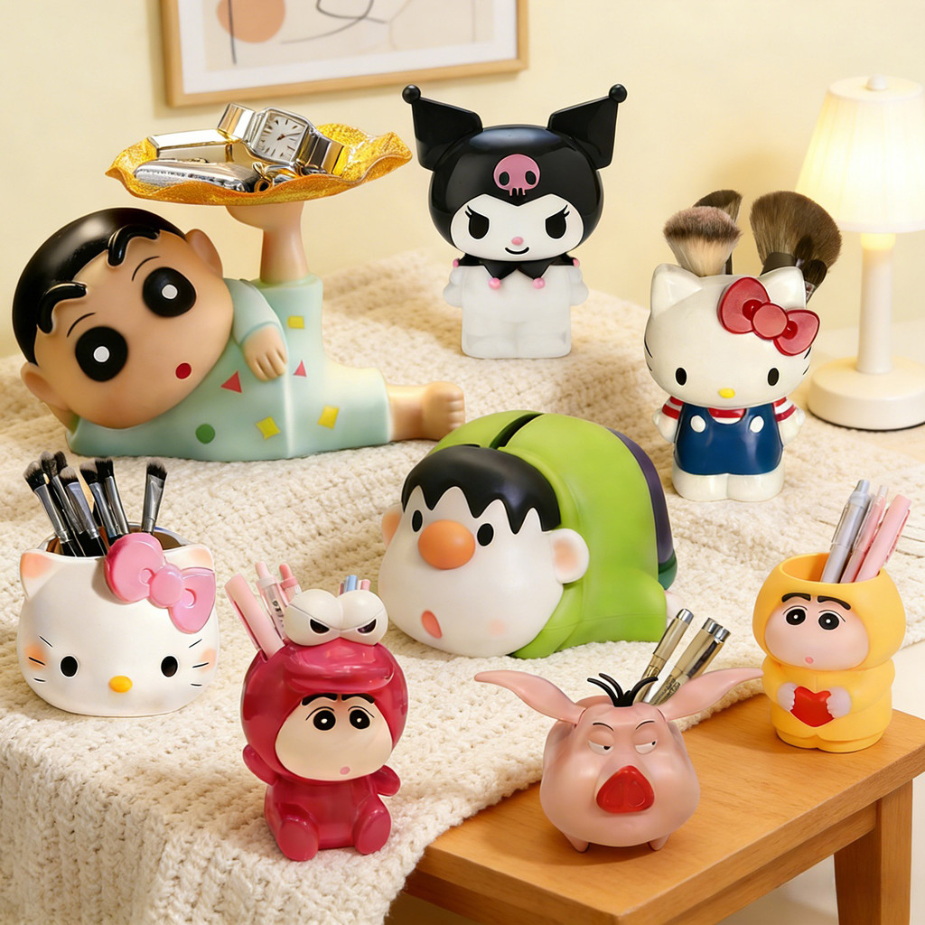 Creative Crayon Shin Chan ถาดเก็บของอเนกประสงค์ถังสําหรับองค์กรเดสก์ท็อป