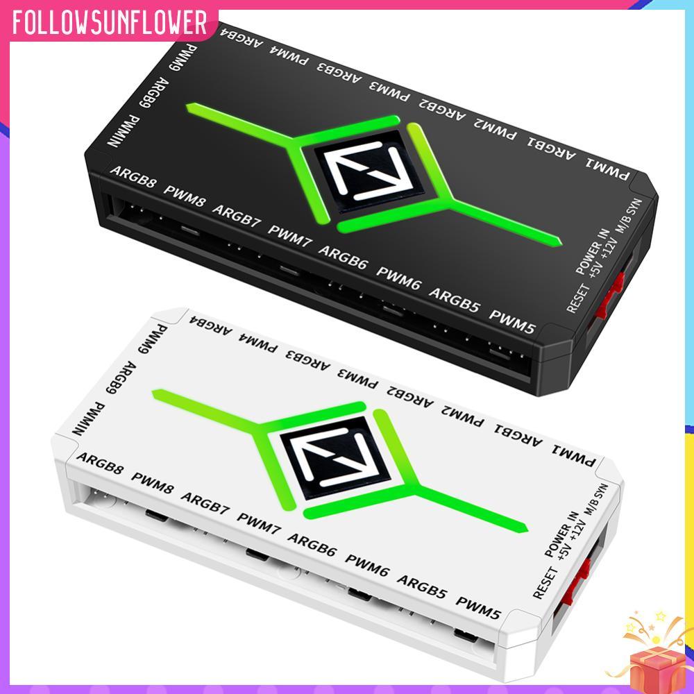 1 ถึง 9 3 ใน 1 PWM ARGB Fan Hub PWM & ARGB Hub Splitter สําหรับคอมพิวเตอร์พีซีกรณีพัดลม
