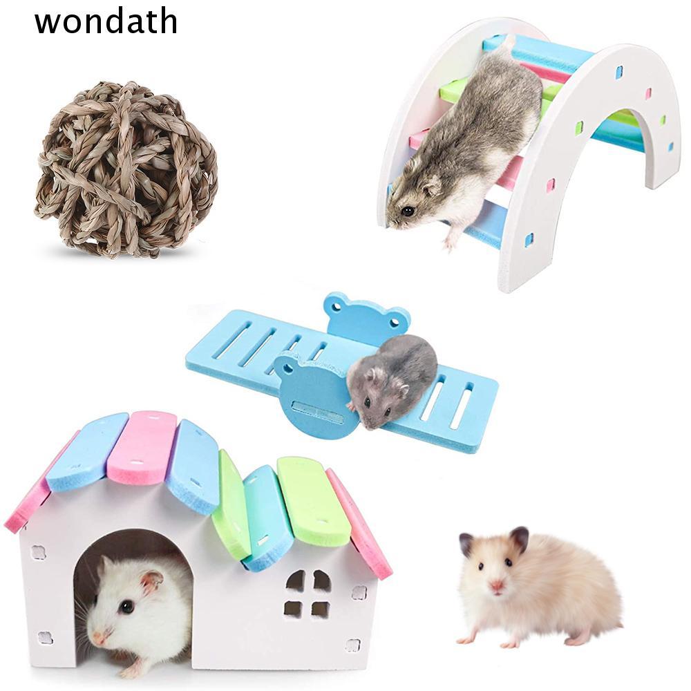WONDA Hamster House การออกกําลังกายสะพานฟันไม้