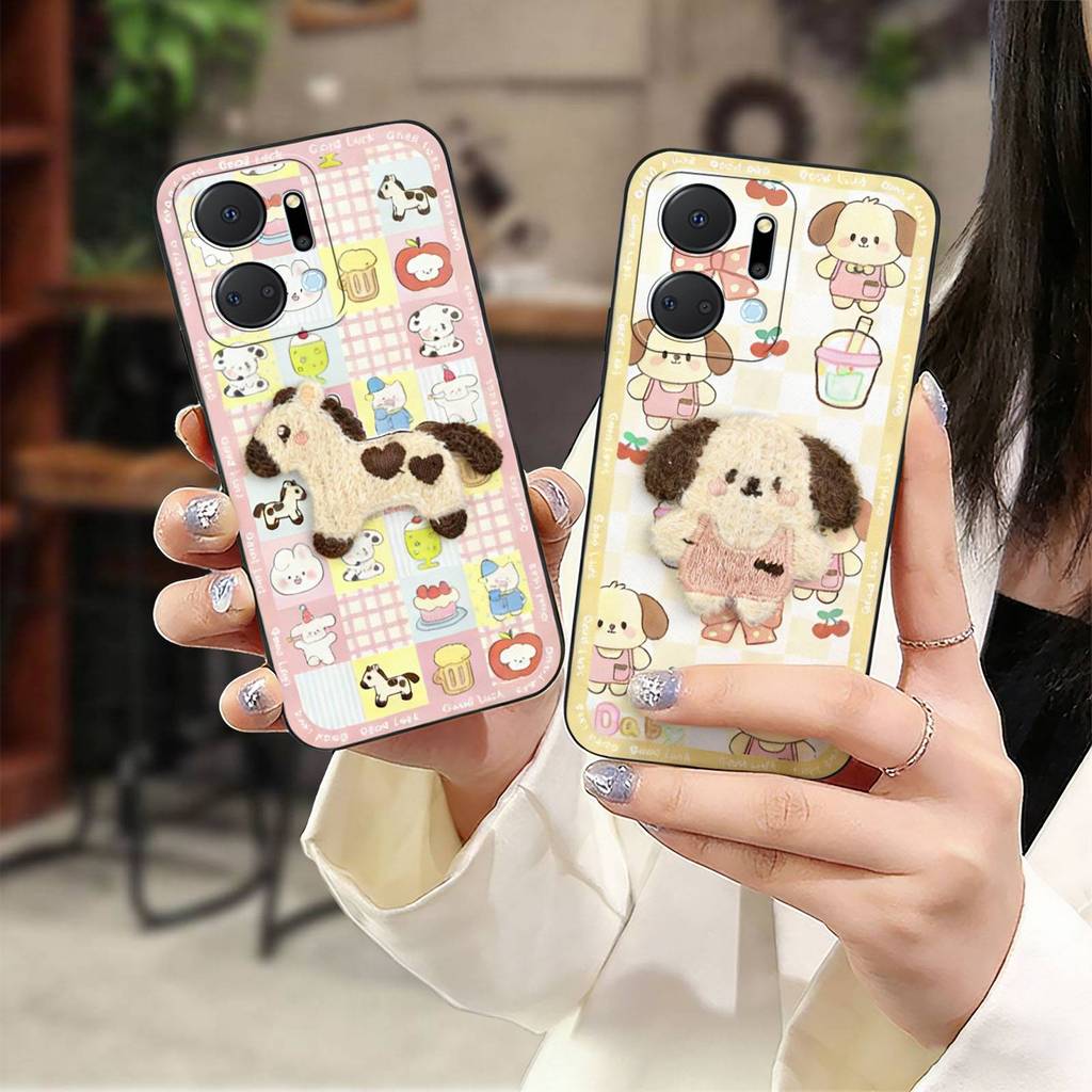 การ์ตูนสามมิติเคสโทรศัพท์สําหรับ Honor X7a/Play7T 5G ออกแบบแฟชั่น Full wrap Plush Soft Case ป้องกัน 