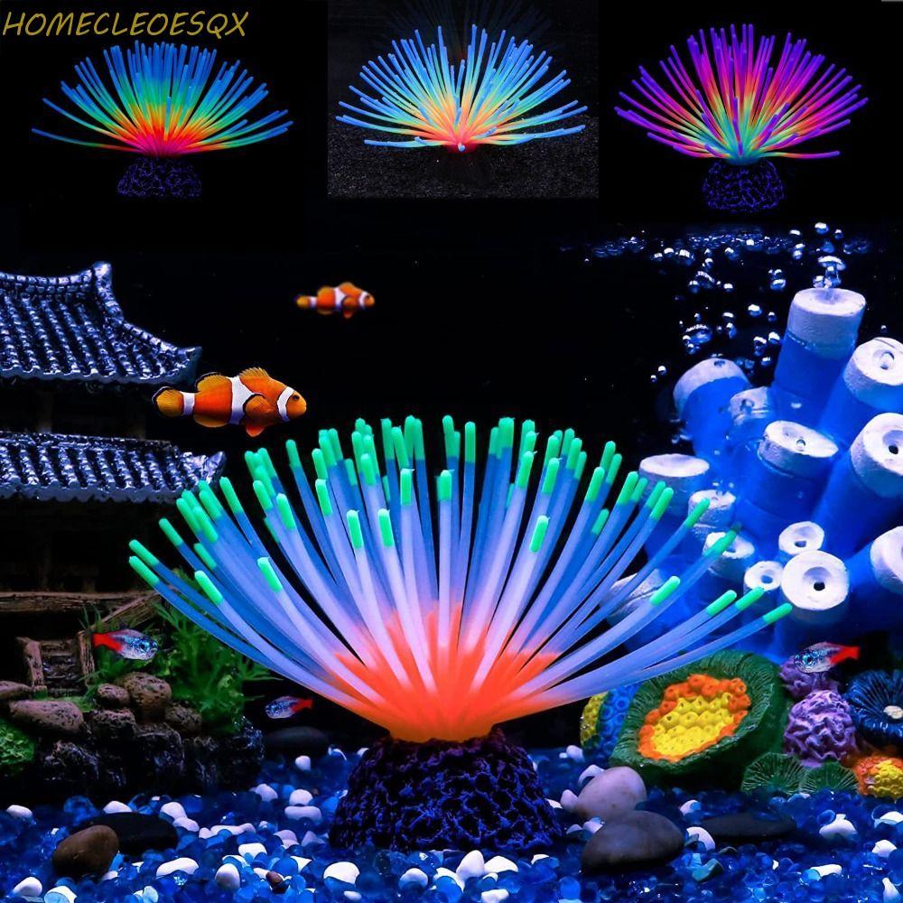 HOMECLEEOESQX Luminous Sea Urchin, จําลองปลอม Sea Urchin หลอดไฟ, Coral เครื่องประดับนุ่มเรืองแสงซิลิ