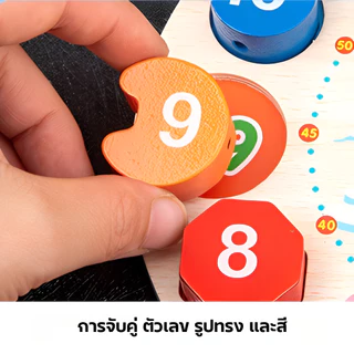 DTXmarket ของเล่นไม้ นาฬิกา บล็อคไม้ ของเล่นไม้เสริมพัฒนาการ นาฬิกา รูปทรง และ ตัวเลข ของเล่นเด็ก