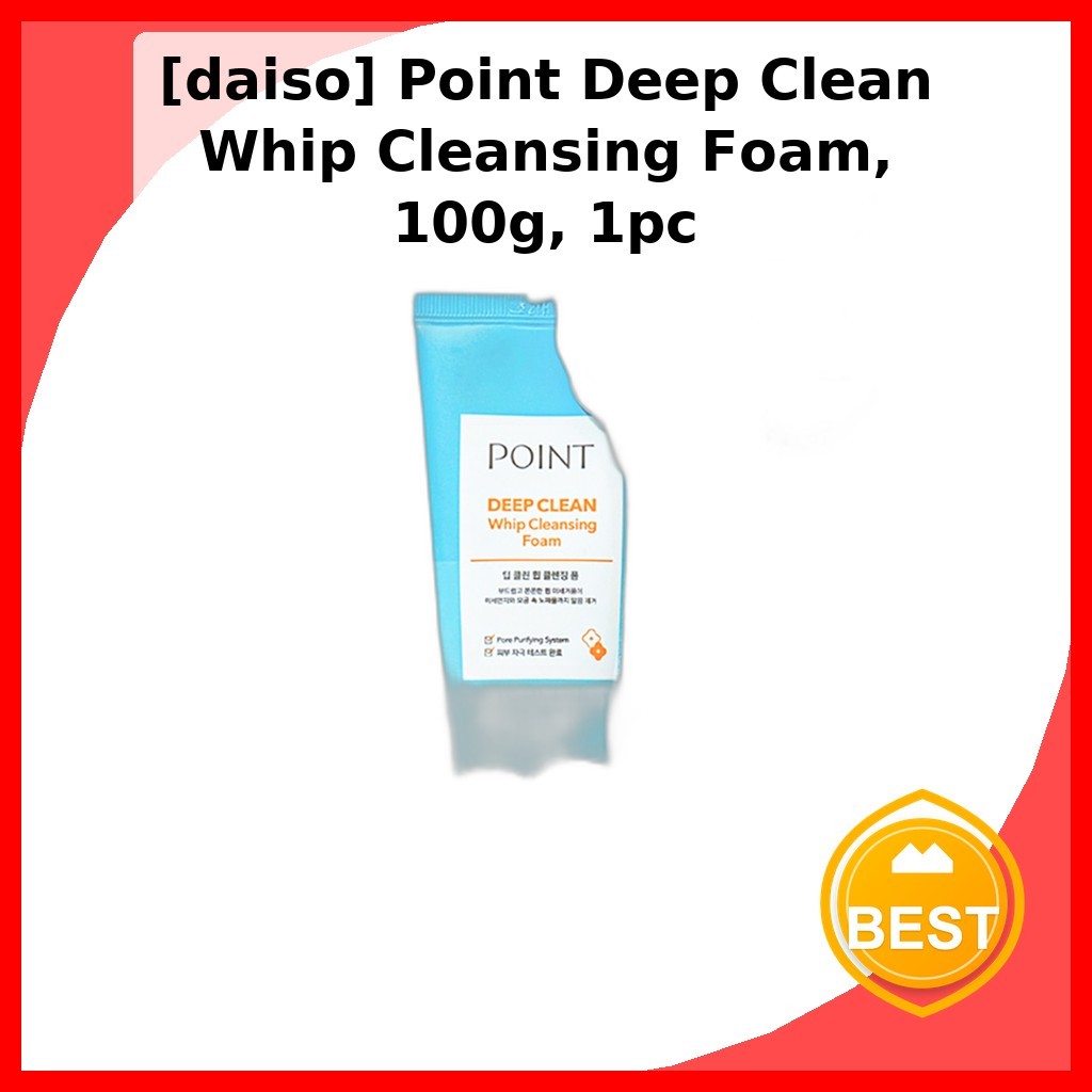 [daiso] โฟมล้างหน้า Point Deep Clean Whip 100g, 1 ชิ้น / โฟมล้างหน้าเกาหลี / สูตร Deep Clean โดย เฮ้