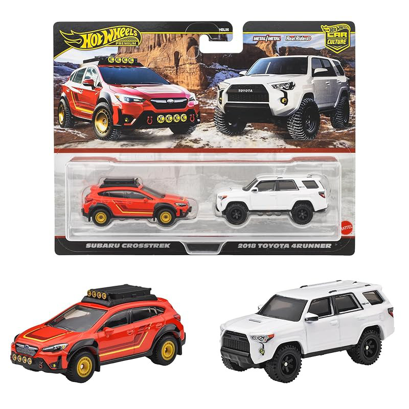Hot Wheels Premium 2-Pack Subaru Crosstrek / 2018 Toyota 4Runner Vehicle Toy Miniature Car for Ages 