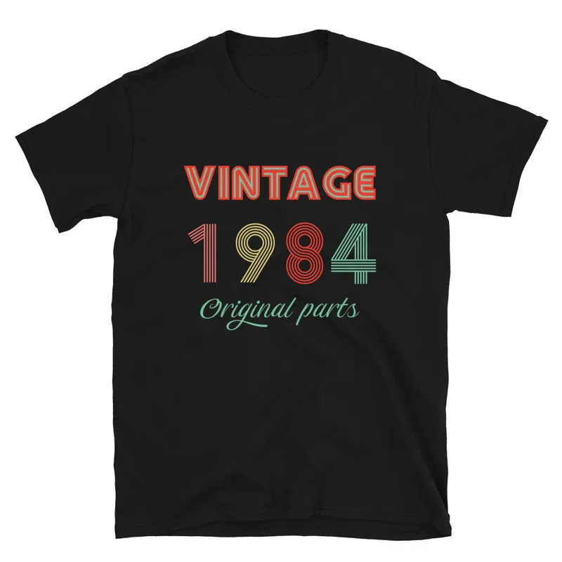 เสื้อยืดวินเทจ 1984 ของขวัญวันเกิด เสื้อยืดเรโทรสำหรับงานปาร์ตี้วันเกิด 1984 เสื้อยืดยูนิเซ็กส์