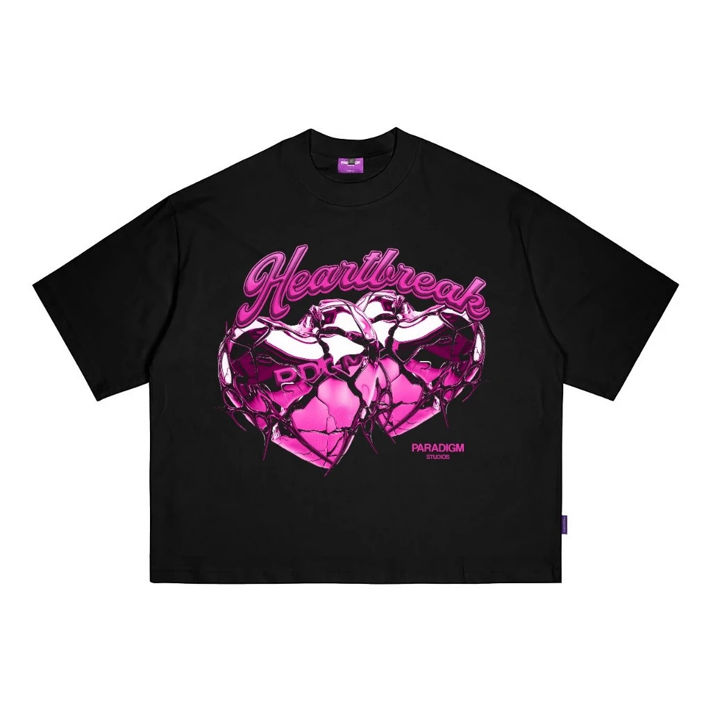 เสื้อยืดผู้ชาย oversize Ealo Crop Boxy Black Distro