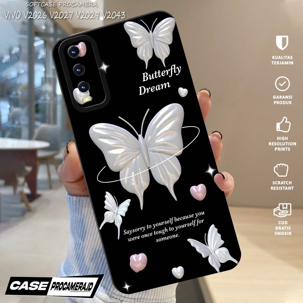 HP เคสที่รองรับสําหรับ VIVO V2043 V2026 V2027 V2029 ล่าสุด VIVO Procamera Case 2025 {BUTTERFLY Case}