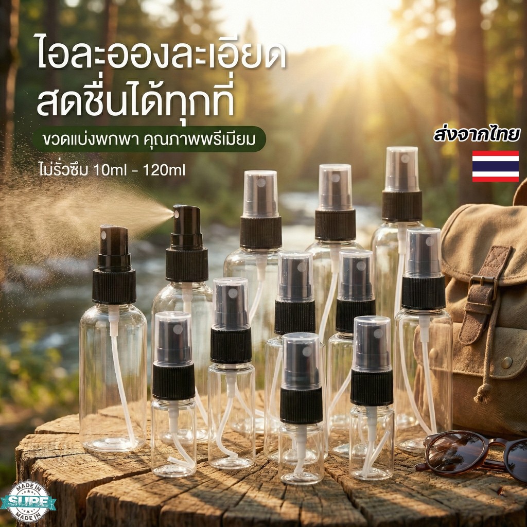 ขวดสเปรย์ PET แบบใสและขาว 10-120ml หัวพ่นละอองฝอย ขวดเปล่าใส่น้ำยา น้ำหอม แอลกอฮอล์ พกพาง่าย