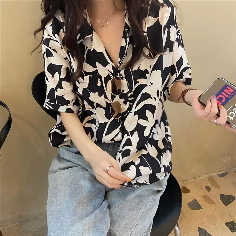 Chili Koko เสื้อสงกรานต์ผู้หญิง ลายดอกไม้การ์ตูน แขนสั้น สไตล์เกาหลี w310 thumbnail 9