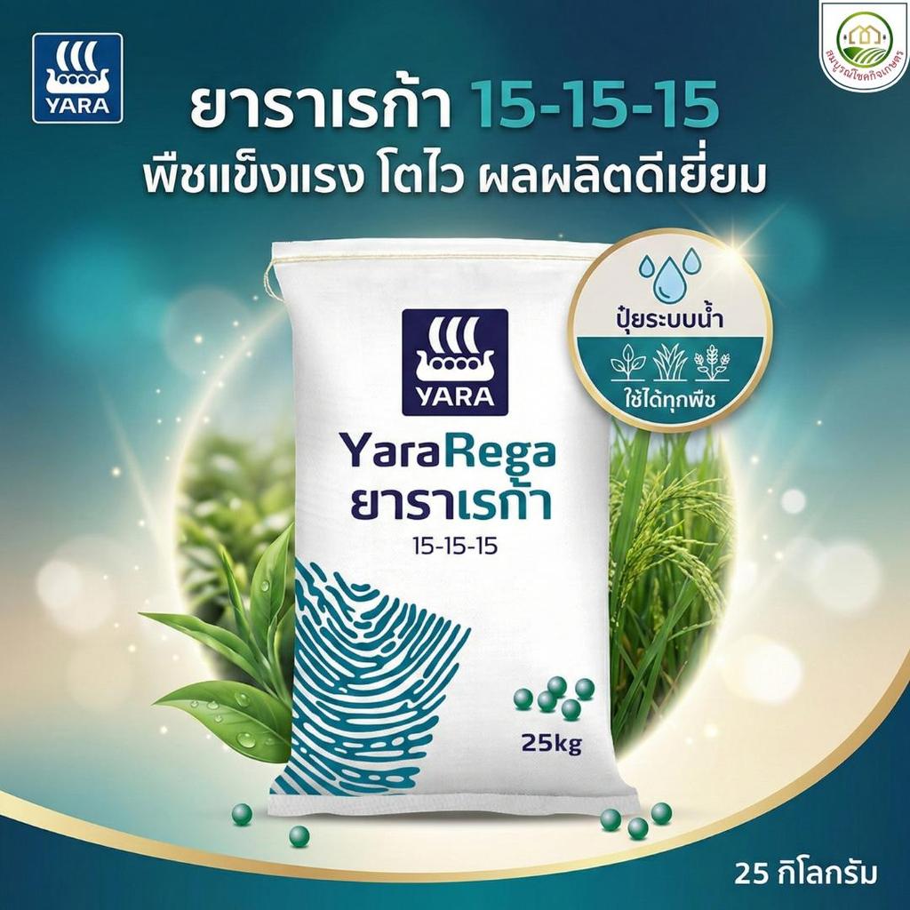 ปุ๋ยระบบน้ำ ยาราเรก้า 15-15-15 สูตรเสมอ (ยกกระสอบ 25 กก) ปุ๋ยเม็ด เอ็นพีเค+แมกนีเซียม+โบร่อน+สังกะสี