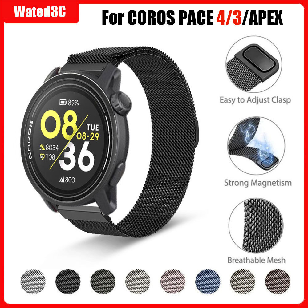 ผู้ขายท้องถิ่นMilaineseสําหรับ COROS PACE 4/3 สร้อยข้อมือสแตนเลสแม่เหล็กสําหรับ COROS VERTIX/APEX 46 มม./APEX PRO Band
