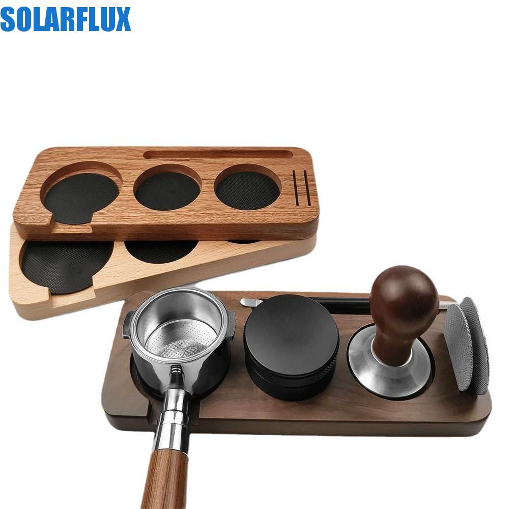 SOLARFLUX สถานีจับกาแฟ,ไม้ 51/58 มม.Tamping Station Holder,มัลติฟังก์ชั่ทนทานReusable 3 Slot Espress