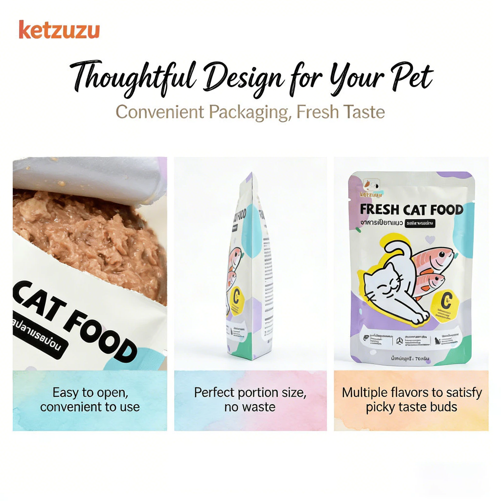 Ketzuzu อาหารเปียกแมว บำรุงขน+สายตา สูตรไม่เค็ม 70g thumbnail 7